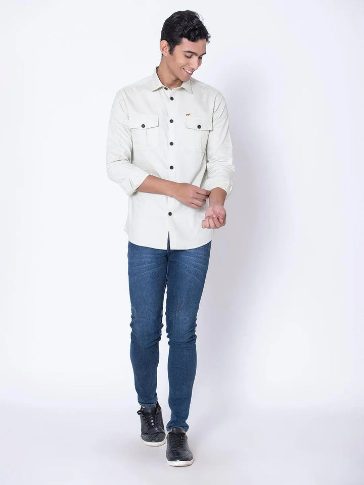 Pastel green Double Pocket Casual Shirt - Braclo