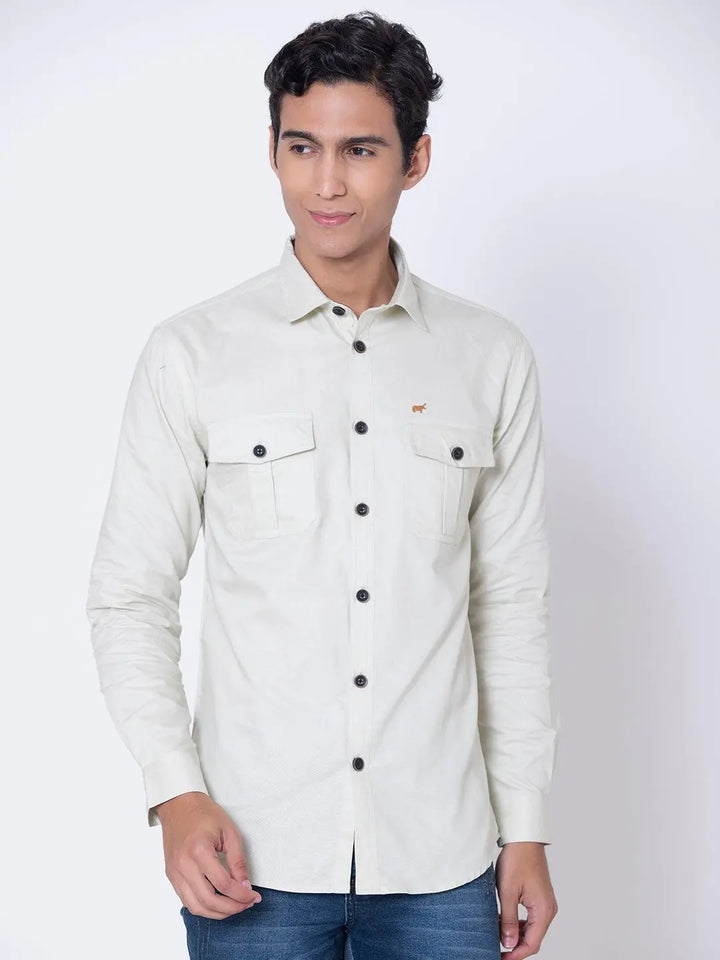 Pastel green Double Pocket Casual Shirt - Braclo