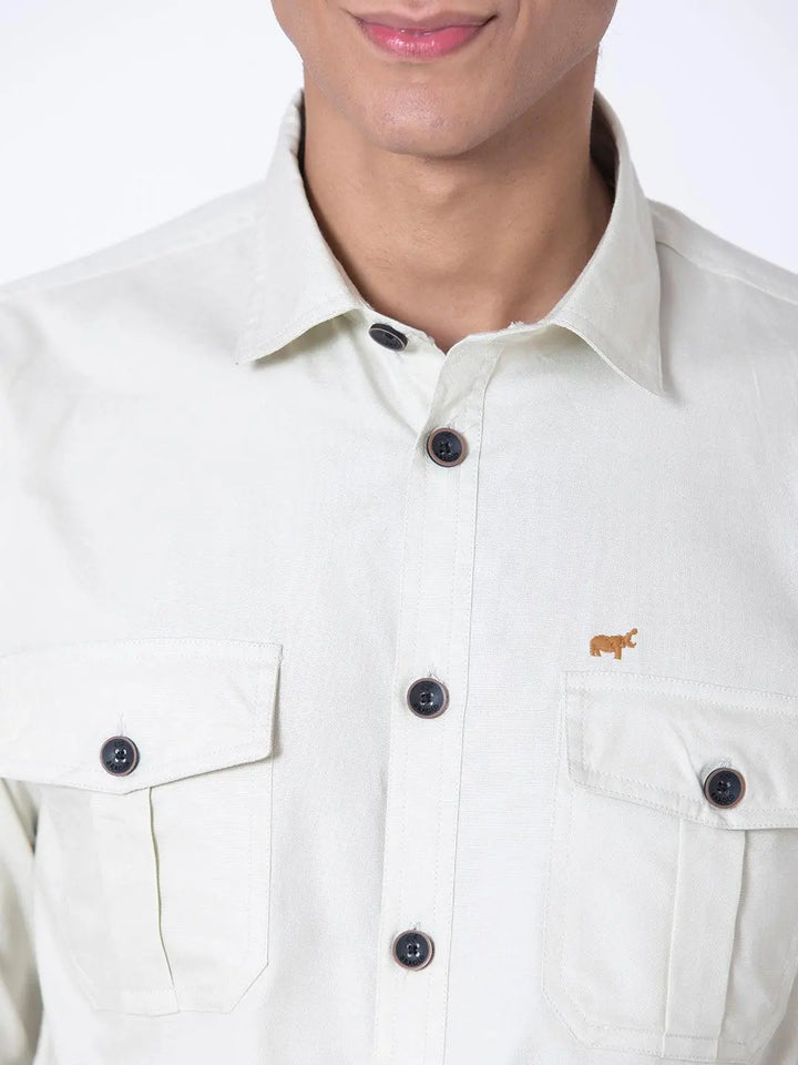 Pastel green Double Pocket Casual Shirt - Braclo