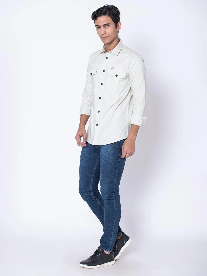 Pastel green Double Pocket Casual Shirt - Braclo