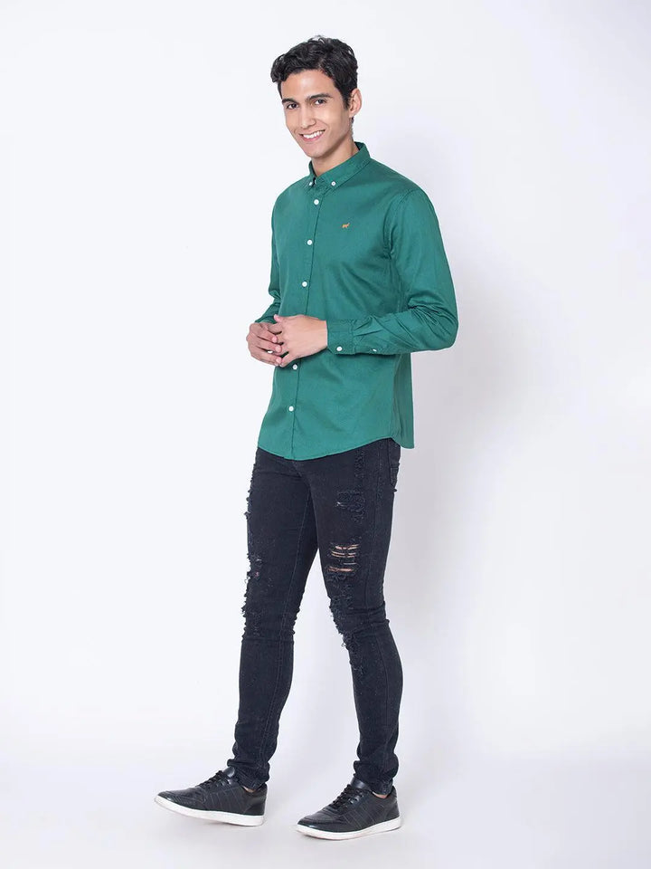 Teal Green Button Down Casual Shirt - Braclo